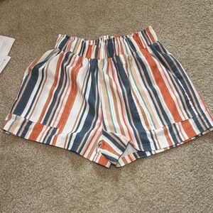 Multi Color Striped Pull On Shorts